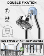 Shower Caddy Hanging - Never Rust Shower Hanging Organizer - Aluminum Over the ShowerHead Caddy with Soap Basket and 6 Hooks for Razor/Sponge (Black)