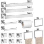 5-Pieces Matte Black Bathroom Accessories Set, 16 Inch Bath Towel Bar Set