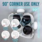 TAILI Corner Shower Caddy with Suction Cups, Wall Mounted Organizer Plastic Rack for Small Bathrooms, Kitchen, Removable Drill-Free Heavy Duty Shelf Basket, White