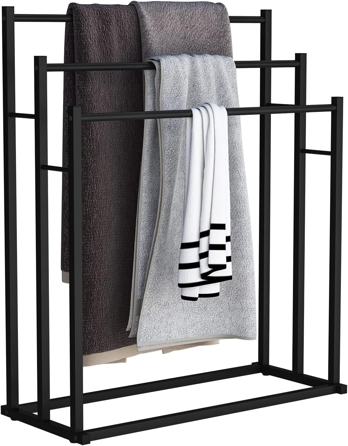 Honiter Towel Racks for Bathroom, 4 Tier Wide Towel Drying Rack Outdoor, Free Standing Towel Rack, Pool Towel Blanket Stand and Display Rack for Oversized Bath Towels