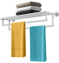 Double Towel Racks for Bathroom Towel Rack with Shelf, 24 Inch Double Towel Bars, Wall Mount Towel Holder for Bathroom Lavatory, Stainless Steel Towel Rod(Brushed Nickel)