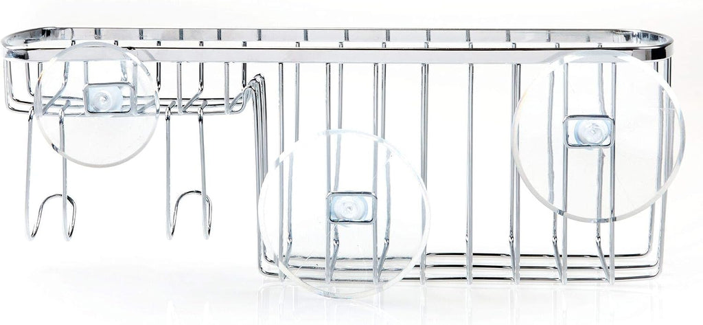 iDesign Gia Polished Stainless Steel Suction Combo Organizer Basket