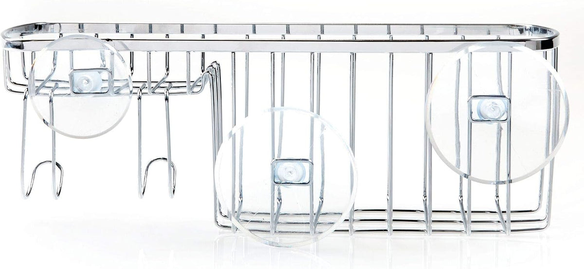 iDesign Gia Polished Stainless Steel Suction Combo Organizer Basket
