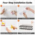 YASONIC Shower Caddy Adhesive, Rustproof Shower Organizer, Wall Shower Rack