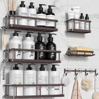 YASONIC Shower Caddy Adhesive, Rustproof Shower Organizer with Soap Holder, Large Capacity Shower Shelves for Inside Shower, No Drilling Bathroom Organizers and Storage for Home Decor 6 Pack Black