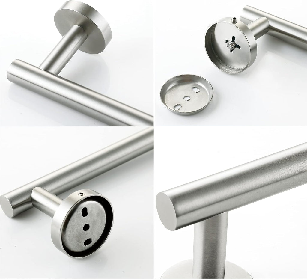 Nolimas Brushed Nickel Bath Towel Bar Single Bars Towel Rack Rod Classic Wall Mounted SUS304 Stainless Steel Bathroom Towel Holder Toilet Kitchen Towel Shelf Single Layer,16 inches