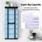 STWWO Towel Racks for Bathroom, Bathroom Towel Storage Wall Mounted 30 inch with Shelf Can Holds 6 Large Towels, Wall Towel Rack for Rolled Towels, Black