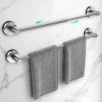 Adjustable Suction Cup Towel Bar for Bathroom Wall,14.6Inch~24 Inch Towel Racks for Bathroom,Stainless Steel Bath Towel Holder for Shower(Matte Black)