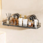 Suction Cup Shower Caddy, Wall Mounted No Drilling Bathroom Shower Organizers Storage Rack, Removable Shelves for Inside the Shower, Black