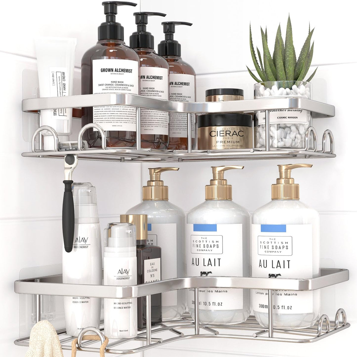 Sakugi Black Corner Shower Caddy Adhesive No Drilling Bathroom Shelves