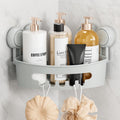 TAILI Corner Shower Caddy with Suction Cups, Wall Mounted Organizer Plastic Rack for Small Bathrooms, Kitchen, Removable Drill-Free Heavy Duty Shelf Basket, White