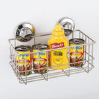 Strong Suction Cups Deep Shower Caddy Bath Shelf Rust-Free Stainless Steel Basket Shampoo Conditioner Holder for Bathroom Kitchen Tidy Organizer