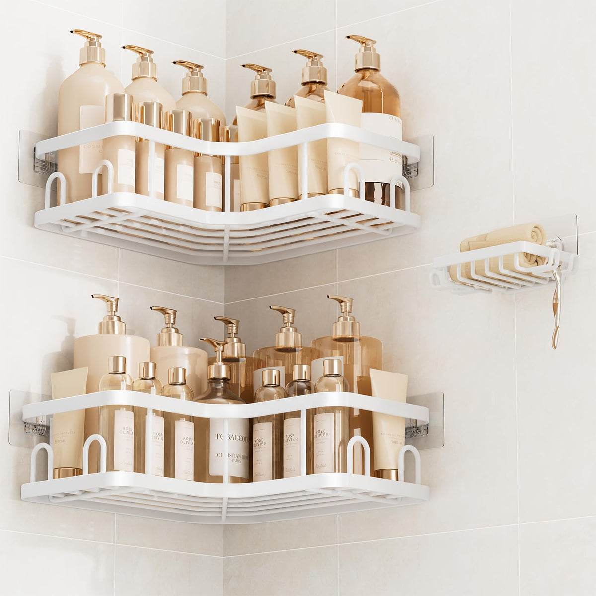 Veken Aluminum Corner Shower Caddy 4-Pack, Never Rust&Large Capacity, Grey