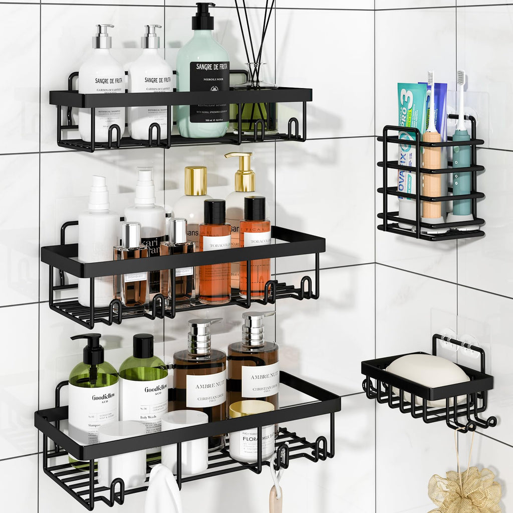 Liuoud 5 Pack Shower Caddy for Inside Shower, Gold Bathroom Storage Decor