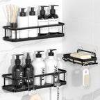 YASONIC Shower Caddy Adhesive, Rustproof Shower Organizer, Large Capacity Shower Shelves for Inside Shower, No Drilling Bathroom Organizers and Storage for Home Decor （2 Pack Black）