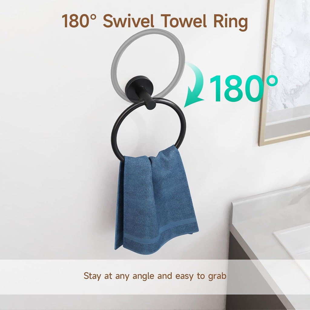 USHOWER 4PCS Matte Black Bathroom Accessories Set, 24-Inch Towel Bar Set