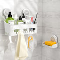 LUXEAR Shower Caddy Suction Cup NO-Drilling Removable Shower Shelf Powerful Heavy Duty Hold up to 22lbs, Waterproof Storage Basket for Shampoo & Toiletries Bathroom & Kitchen Caddy Organizer