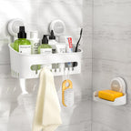 LUXEAR Shower Caddy Suction Cup NO-Drilling Removable Shower Shelf Powerful Heavy Duty Hold up to 22lbs, Waterproof Storage Basket for Shampoo & Toiletries Bathroom & Kitchen Caddy Organizer