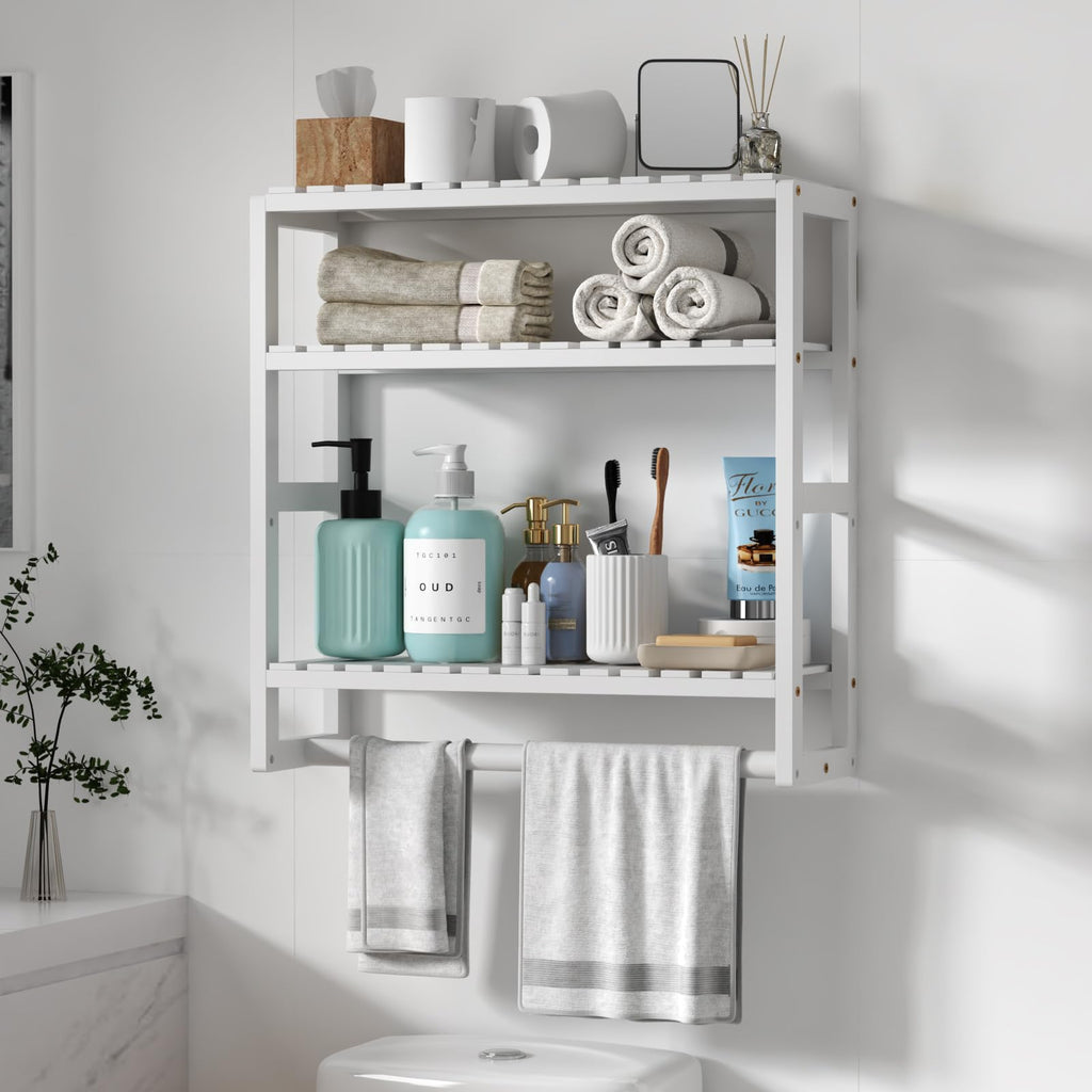 Galood Over The Toilet Storage Bathroom Shelves Wall Mounted 3 Tier Black