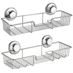 SANNO Suction Cup Shower Caddy Bathroom Caddies Storage Combo Organizer, No Damage Suction Cup,Rustproof Wire Basket for Kitchen Bathroom, Black,pack of 2