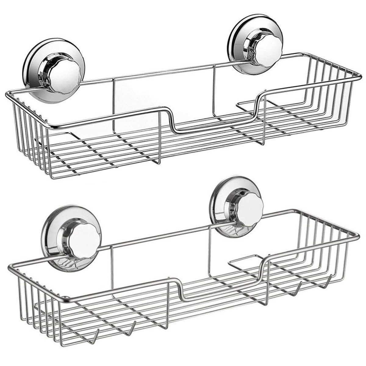 SANNO Suction Cup Shower Caddy Bathroom Caddies Storage Combo Organizer, No Damage Suction Cup,Rustproof Wire Basket for Kitchen Bathroom, Black,pack of 2