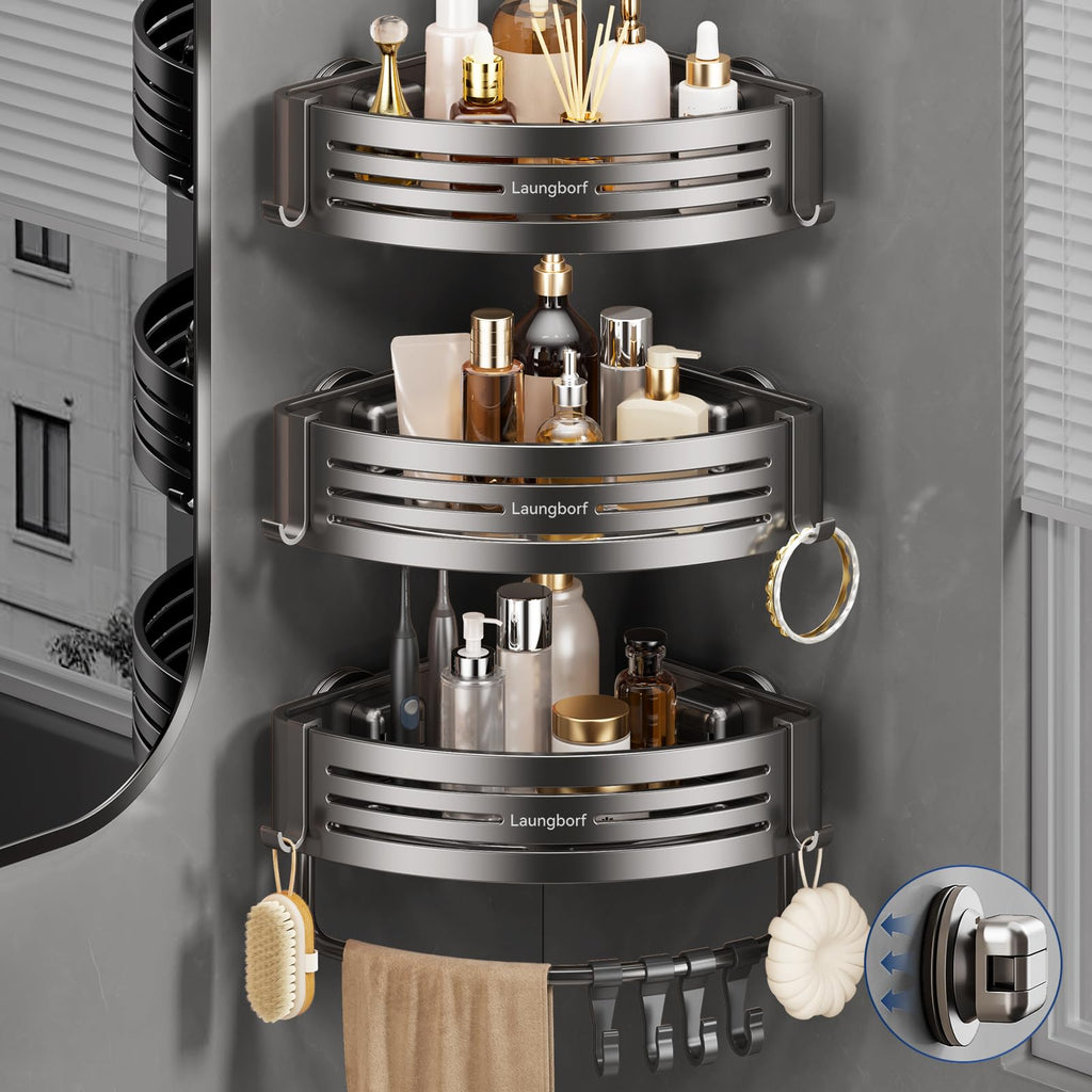 Corner Shower Caddy Suction Cup, Gray (2 Pack)