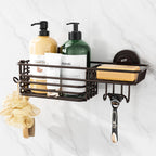 TAILI Shower Caddy Suction Cup 2 Pack with Hooks and Soap Holder, Silver