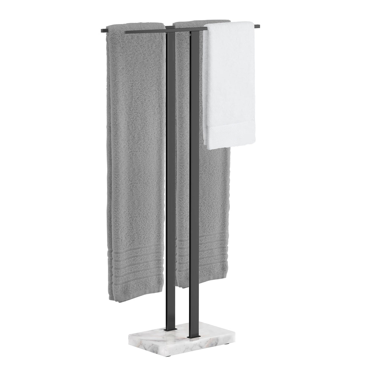 KES Standing Towel Racks for Bathroom 2-Tier, Floor Towel Rack Stand with Heavy Marble Base, Upgrade Steady Freestanding Design, Pro-Grade 18/8 Stainless Steel Brushed Finish, BTH217-2