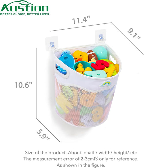 Austion Quick-Fetch Way Mesh Bath Toy Holder, Wide Opening and Large Capacity Bath tub Toy Storage for Easy Access to Toys, Space-Saving Wall-Mounted Bath Toy Organizer, Quick Dry Bathtub Toy Holder