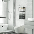 Xstydes Towel Racks for Bathroom, Metal Towel Holder with Storage Basket,Wall Towel Rack for Rolled Towels, Towel Storage for Small Bathroom.