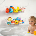 Bath Toy Storage Organizer 2 Pack, Bath Toy Holder with Drain Holes