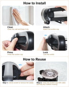 JOTPE Suction Cup Shower Shelf, Removable, Holds 22lbs, No Drilling, Black