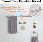 BGL Bathroom Accessory Set, Brushed Nickel Adjustable Expandable Towel Bar 4-Piece Bathroom Hardware Set Wall Mounted