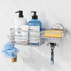 TAILI Shower Caddy Suction Cup 2 Pack with Hooks & Soap holder, Black