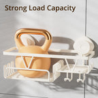 KEGII Suction Cup Shower Caddy with Soap & Razor Holder, Hooks, Cream White