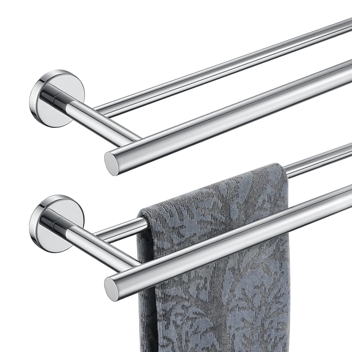 JQK Double Bath Towel Bar, 30 Inch 304 Stainless Steel Thicken 0.8mm Towel Rack for Bathroom, Towel Holder Brushed Finished Wall Mount, Useable Length 27 Inch, TB100L27-BN