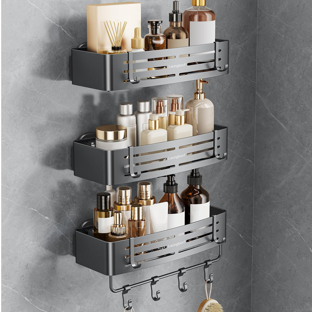 Corner Shower Caddy Suction Cup, Gray (2 Pack)