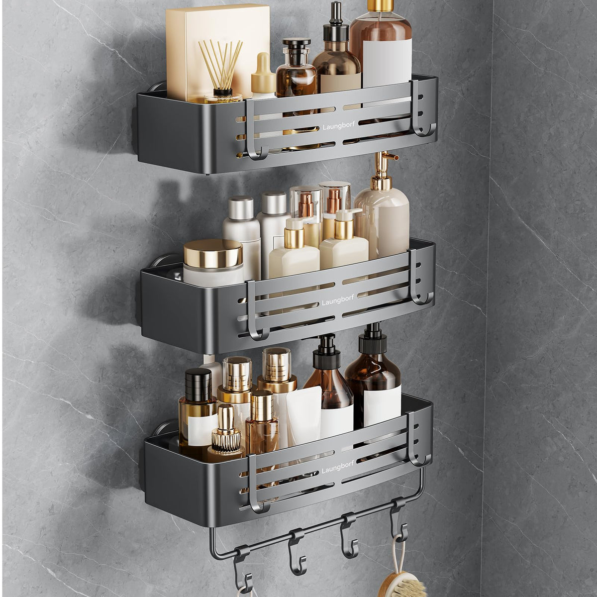 Corner Shower Caddy Suction Cup, Gray (2 Pack)