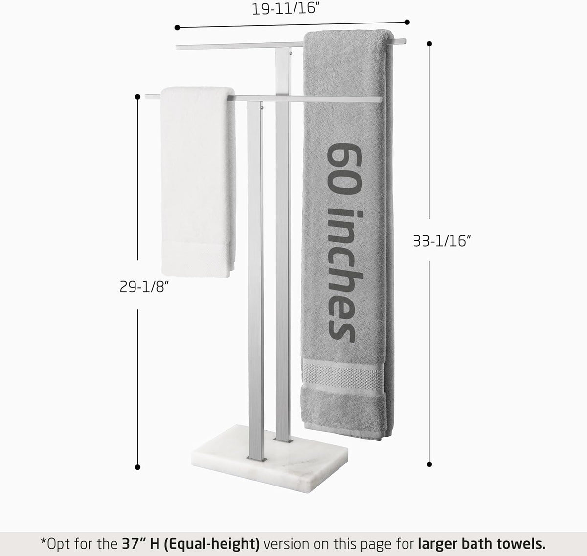 KES Standing Towel Racks for Bathroom 2-Tier, Floor Towel Rack Stand with Heavy Marble Base, Upgrade Steady Freestanding Design, Pro-Grade 18/8 Stainless Steel Brushed Finish, BTH217-2