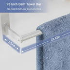 Bethom Bathroom Towel Rack with Bars, 24 Inch Towel Shelf, Brushed Nickel