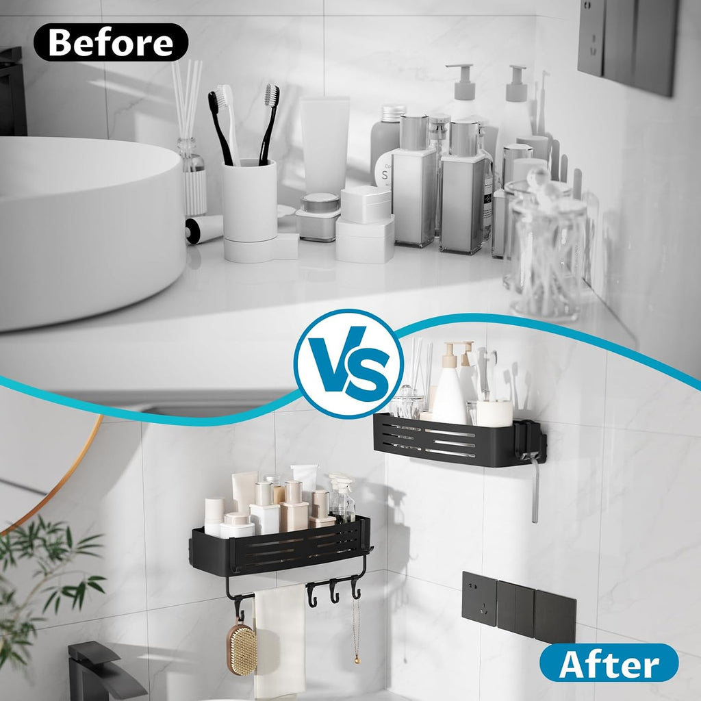 Onemake Suction Cup Shower Caddy, Shower Shelf, Bathroom Organizer, Black