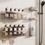 Veken Aluminum Corner Shower Caddy 4-Pack, Never Rust&Large Capacity, Grey