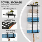 3-Tier Wall Mounted Towel Rack for Bathroom Storage，Black