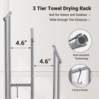 ELYKEN 3 Tier Freestanding Towel Rack with Shelf, 40" H Towel Stand, Silver