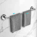 Adjustable Suction Cup Towel Bar for Bathroom Wall,14.6Inch~24 Inch Towel Racks for Bathroom,Stainless Steel Bath Towel Holder for Shower(Matte Black)