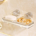 Suction Cup Shower Caddy, Wall Mounted No Drilling Bathroom Shower Organizers Storage Rack, Removable Shelves for Inside the Shower, Black