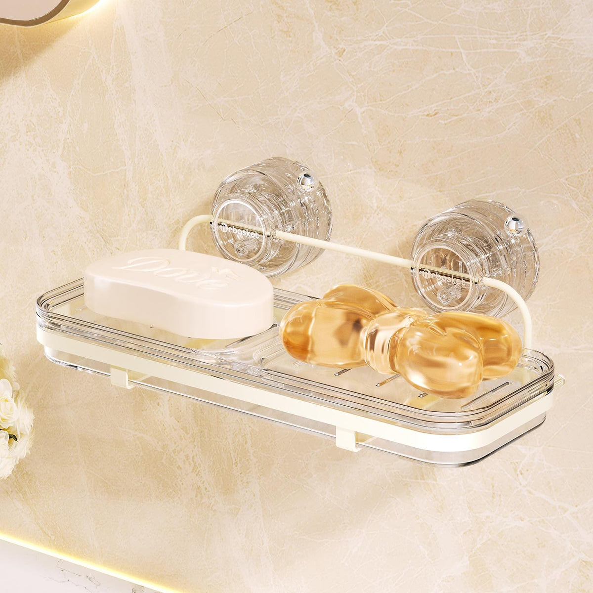 Suction Cup Shower Caddy, Wall Mounted No Drilling Bathroom Shower Organizers Storage Rack, Removable Shelves for Inside the Shower, Black