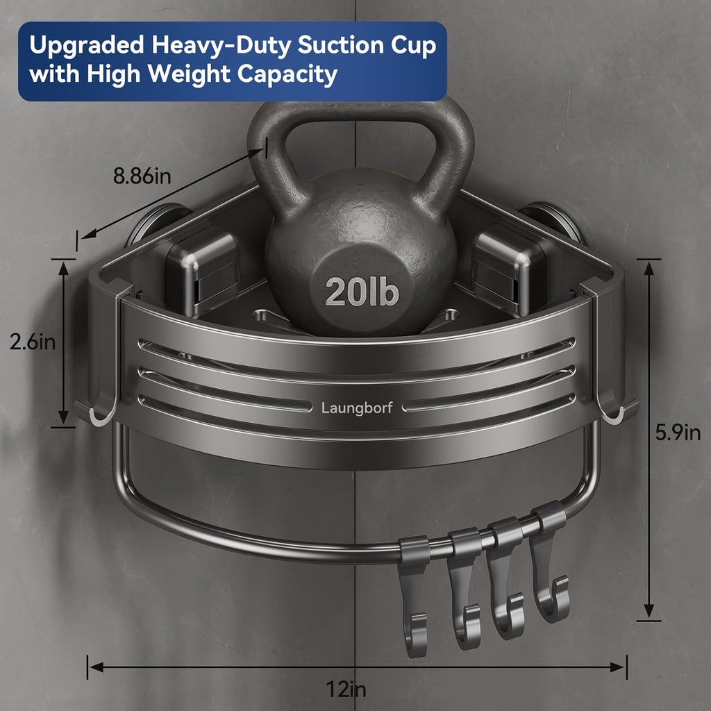 Corner Shower Caddy Suction Cup, Gray (2 Pack)