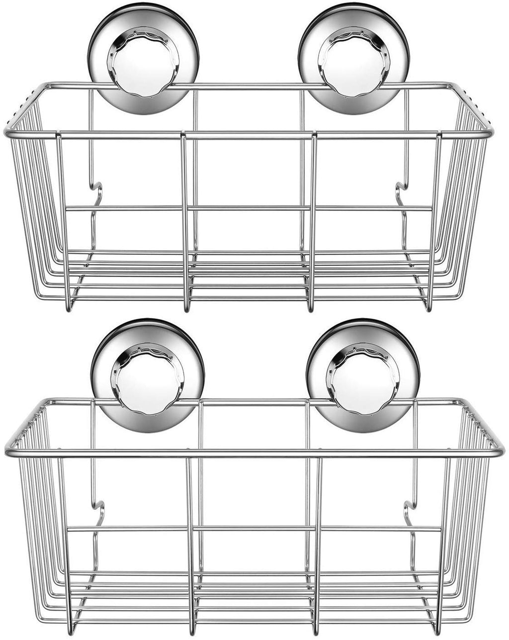 SANNO Suction Cup Shower Caddy Adhesive Deep Bathroom Basket Bath Organizer Kitchen Storage Basket for Gel Holder Bathroom Storage Shampoo, Conditioner,Stainless Steel