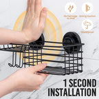 LEVERLOC Shower Caddy Suction Cup, 2 Pack Suction Shower Shelf With Hooks